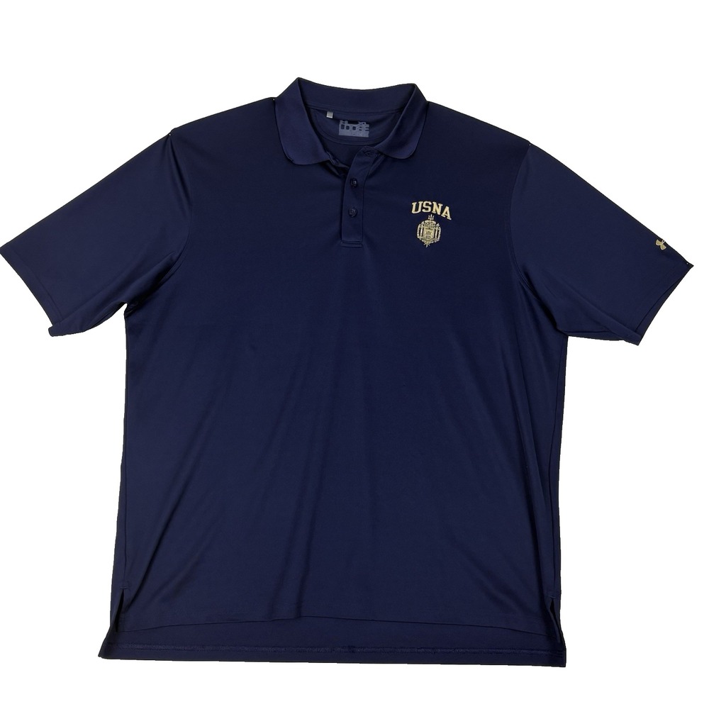 Under Armour USNA Polo Shirt Mens XL Navy Blue Performance Golf Collegiate Core